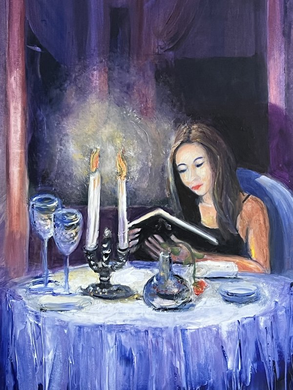 L'attente - Peinture de Christine Gauche